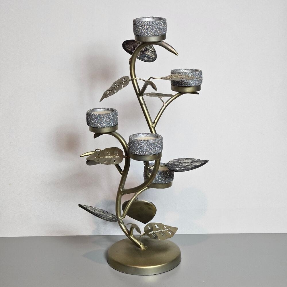 Pier 1 Meral candle holder glitter candles